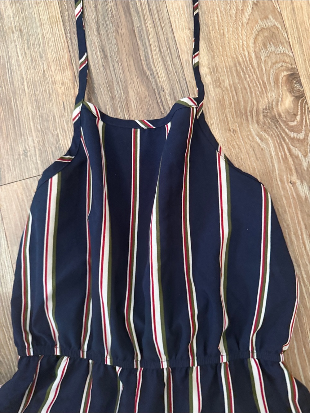 Navy Striped Ruffle-Hem Romper - Picture 2 of 3